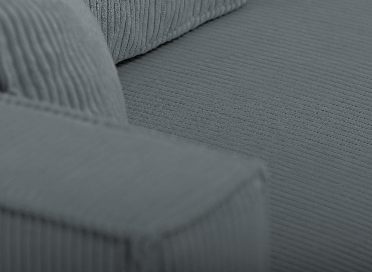 Canapé d'angle convertible réversible avec coffre en velours côtelé gris SYNA - DécoInParis