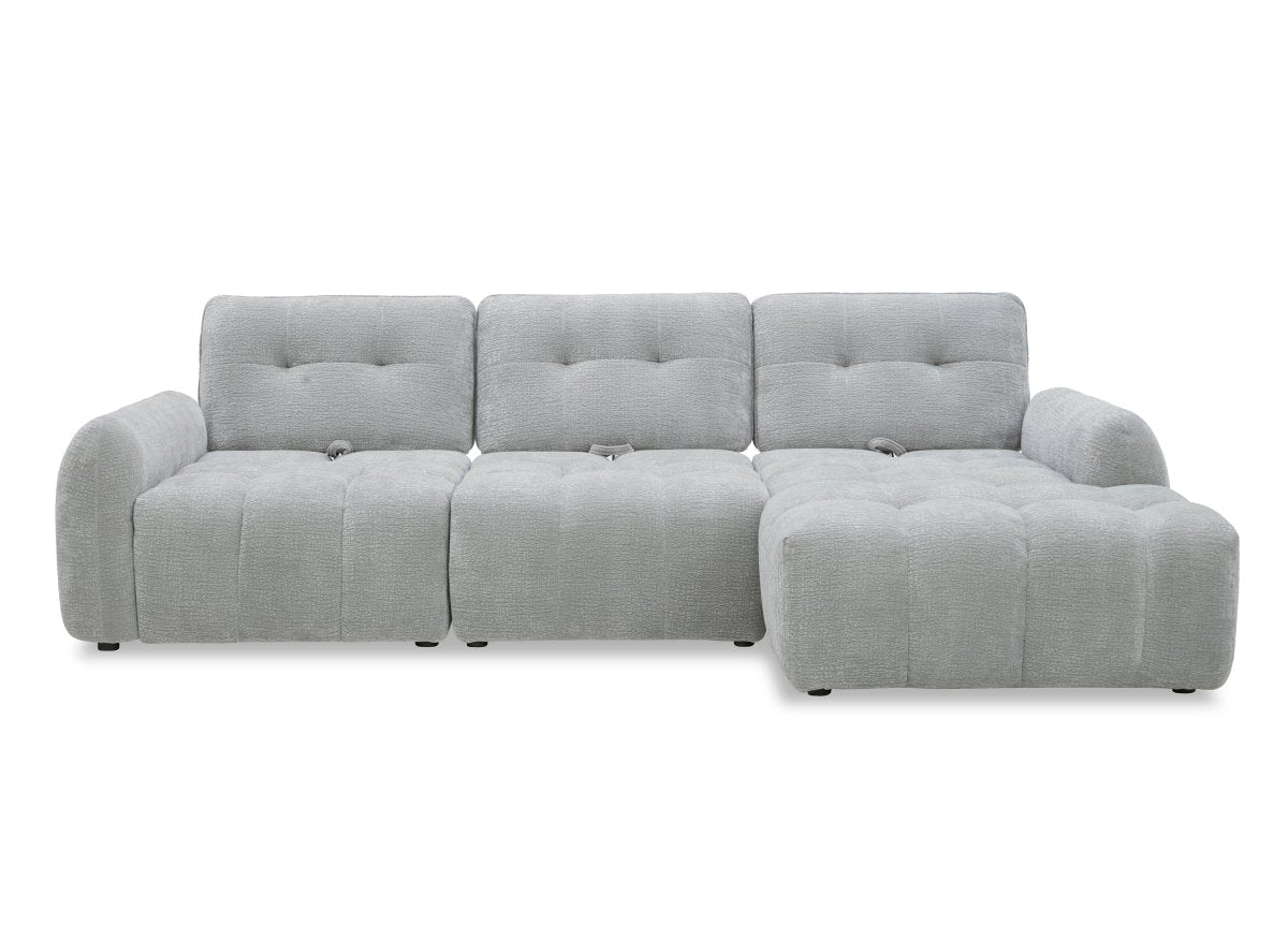 Canapé d'angle en velours tissé gris clair avec dossier réglable ADONIS - Angle droit - DécoInParis