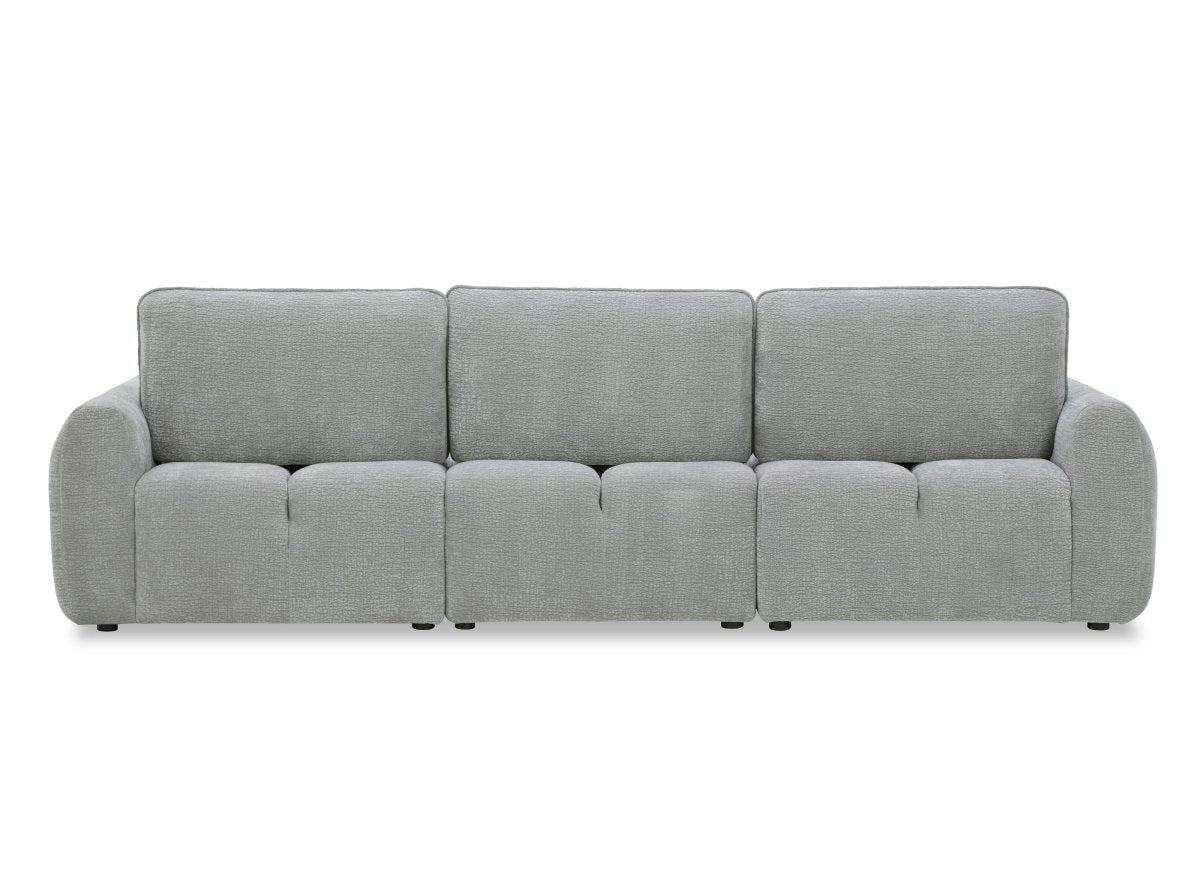 Canapé d'angle en velours tissé gris clair avec dossier réglable ADONIS - Angle droit - DécoInParis