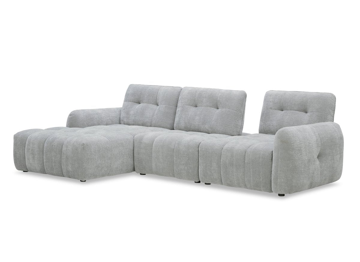 Canapé d'angle en velours tissé gris clair avec dossier réglable ADONIS - Angle gauche - DécoInParis