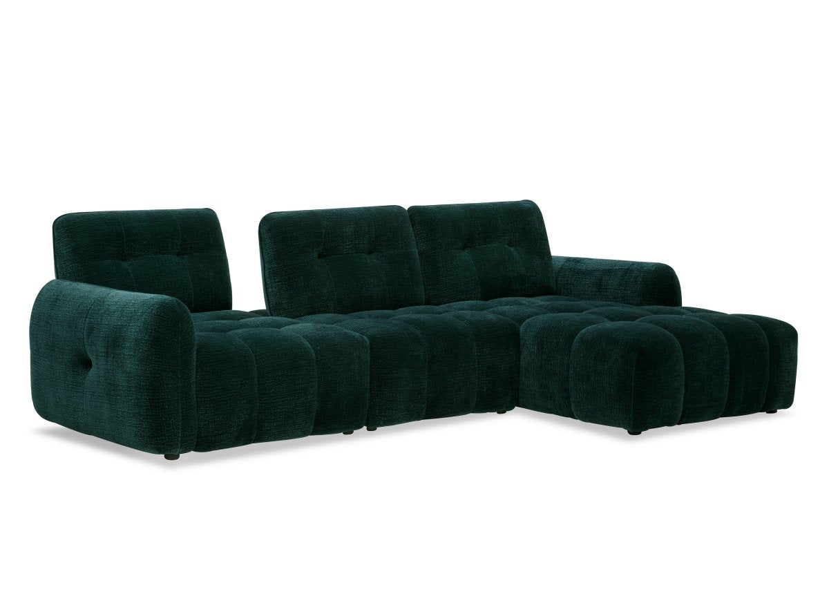 Canapé d'angle en velours tissé vert sapin avec dossier réglable ADONIS - Angle droit - DécoInParis