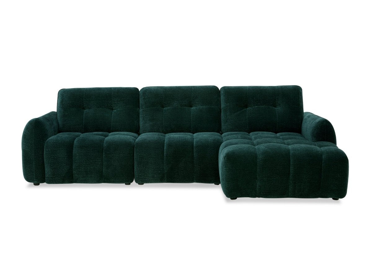 Canapé d'angle en velours tissé vert sapin avec dossier réglable ADONIS - Angle droit - DécoInParis