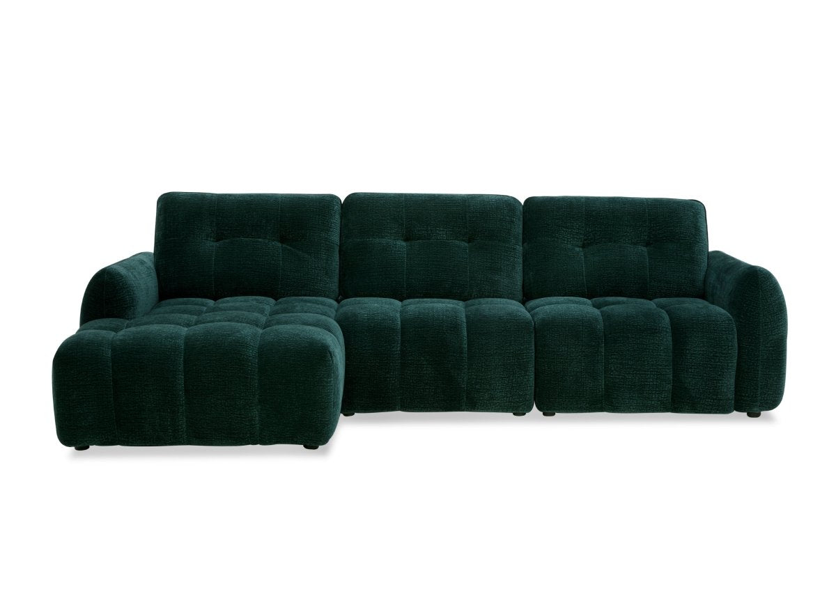 Canapé d'angle en velours tissé vert sapin avec dossier réglable ADONIS - Angle gauche - DécoInParis