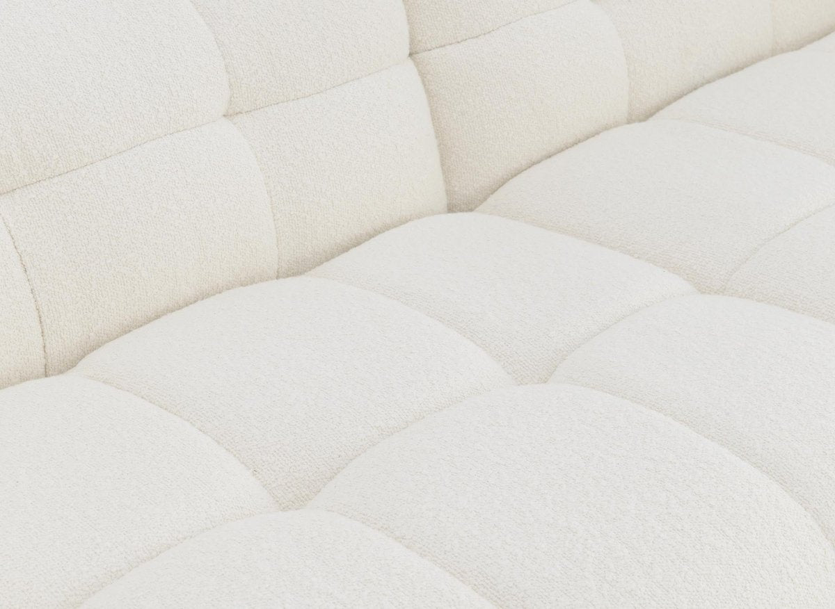 Canapé d'angle fixe effet peau de mouton blanc écru BELLA - Angle gauche - DécoInParis
