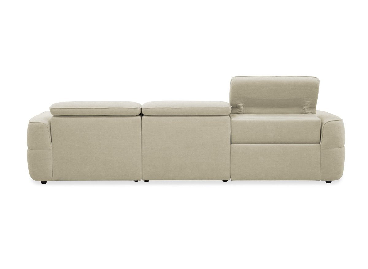 Canapé d'angle relax électrique en tissu beige FERDINAND - Angle droit - DécoInParis