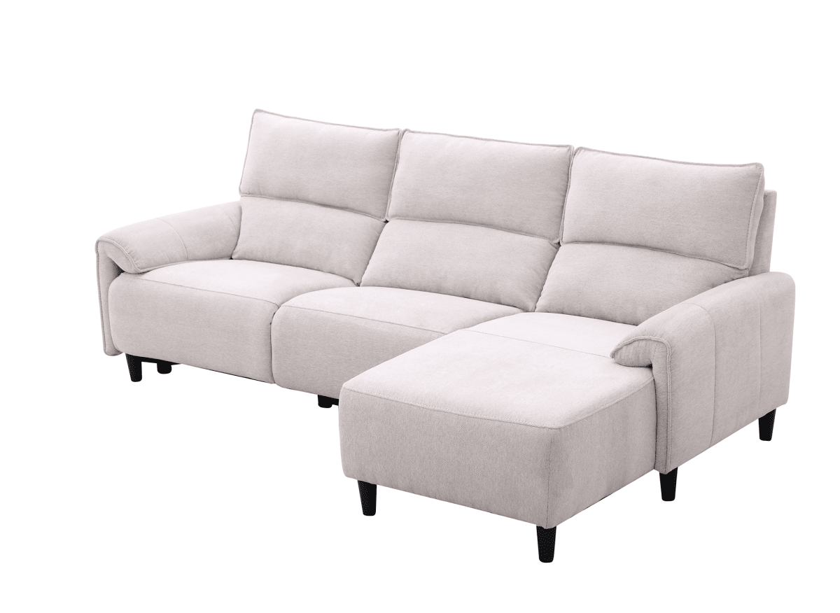 Canapé d’angle relax électrique en tissu beige LUDMILA - Angle droit - DécoInParis