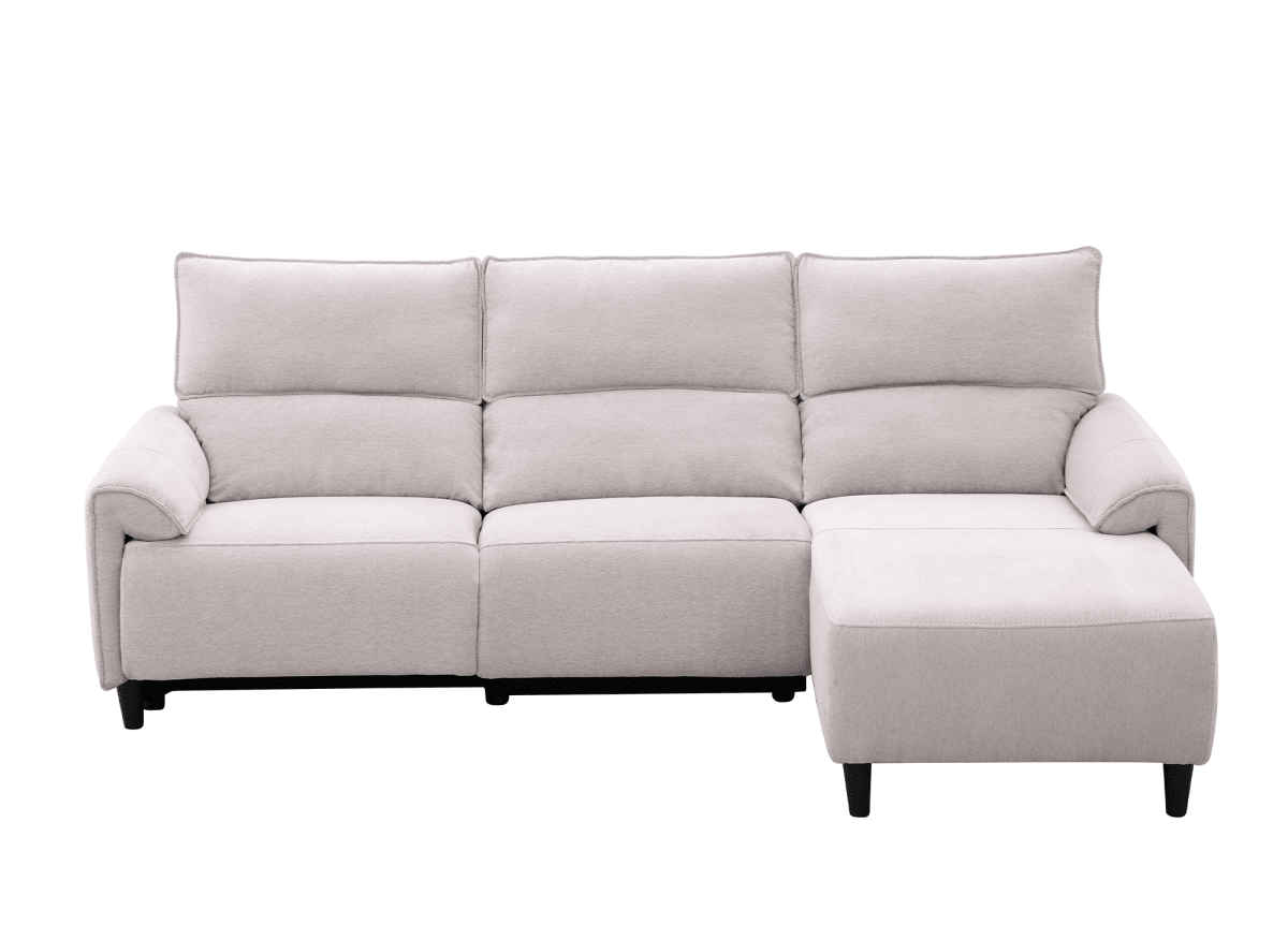 Canapé d’angle relax électrique en tissu beige LUDMILA - Angle droit - DécoInParis