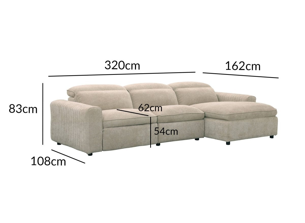 Canapé d'angle relax électrique en tissu beige ORELIA - Angle droit - DécoInParis