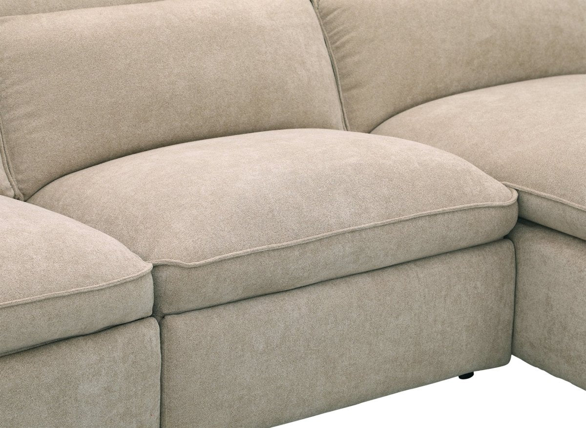 Canapé d'angle relax électrique en tissu beige ORELIA - Angle droit - DécoInParis