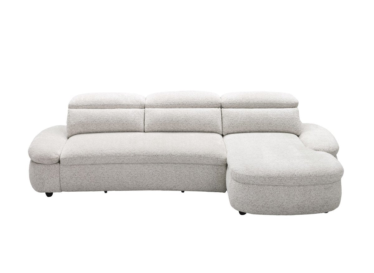 Divano angolare relax elettrico in tessuto spugna beige CLEMENT - Angolo retto - DécoInParis