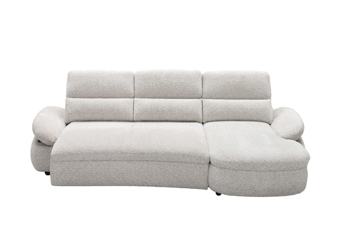 Divano angolare relax elettrico in tessuto spugna beige CLEMENT - Angolo retto - DécoInParis