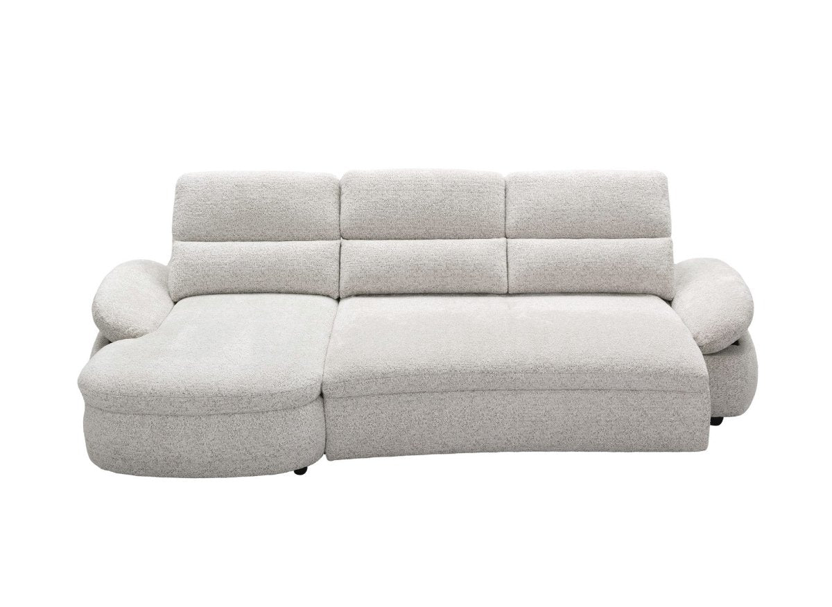 Divano angolare relax elettrico in tessuto spugna beige CLEMENT - Angolo sinistro - DécoInParis