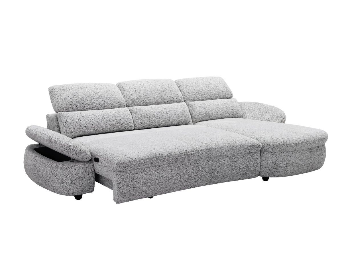 Divano angolare relax elettrico in tessuto French terry grigio CLEMENT - Angolo retto - DécoInParis