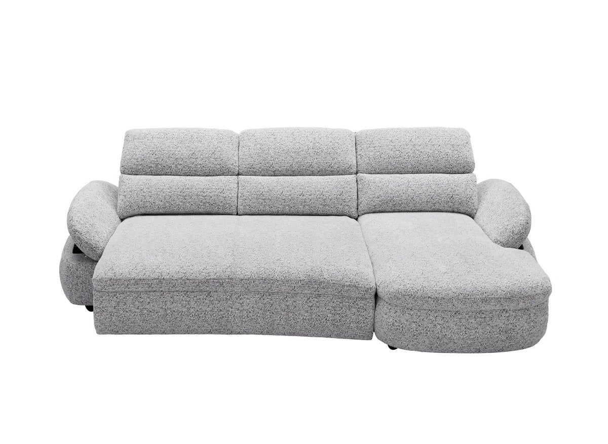 Divano angolare relax elettrico in tessuto French terry grigio CLEMENT - Angolo retto - DécoInParis