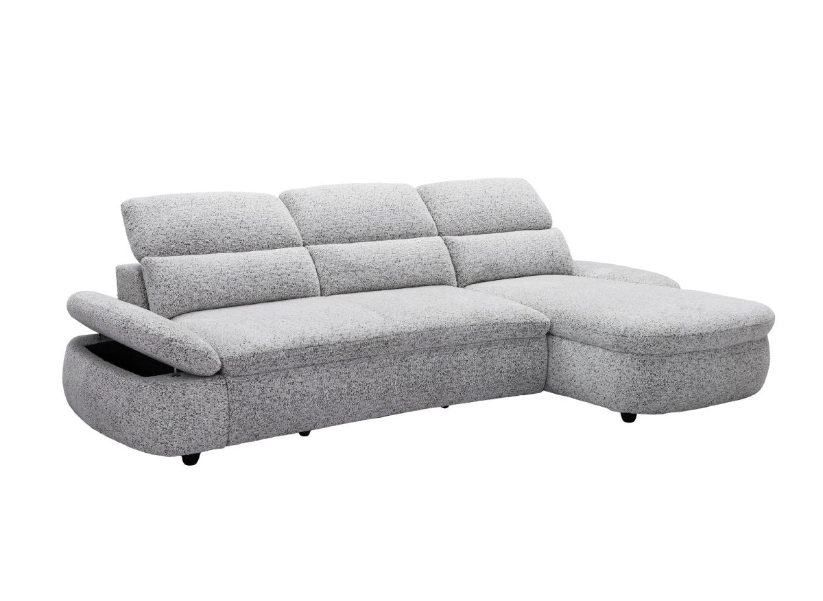 Divano angolare relax elettrico in tessuto French terry grigio CLEMENT - Angolo retto - DécoInParis