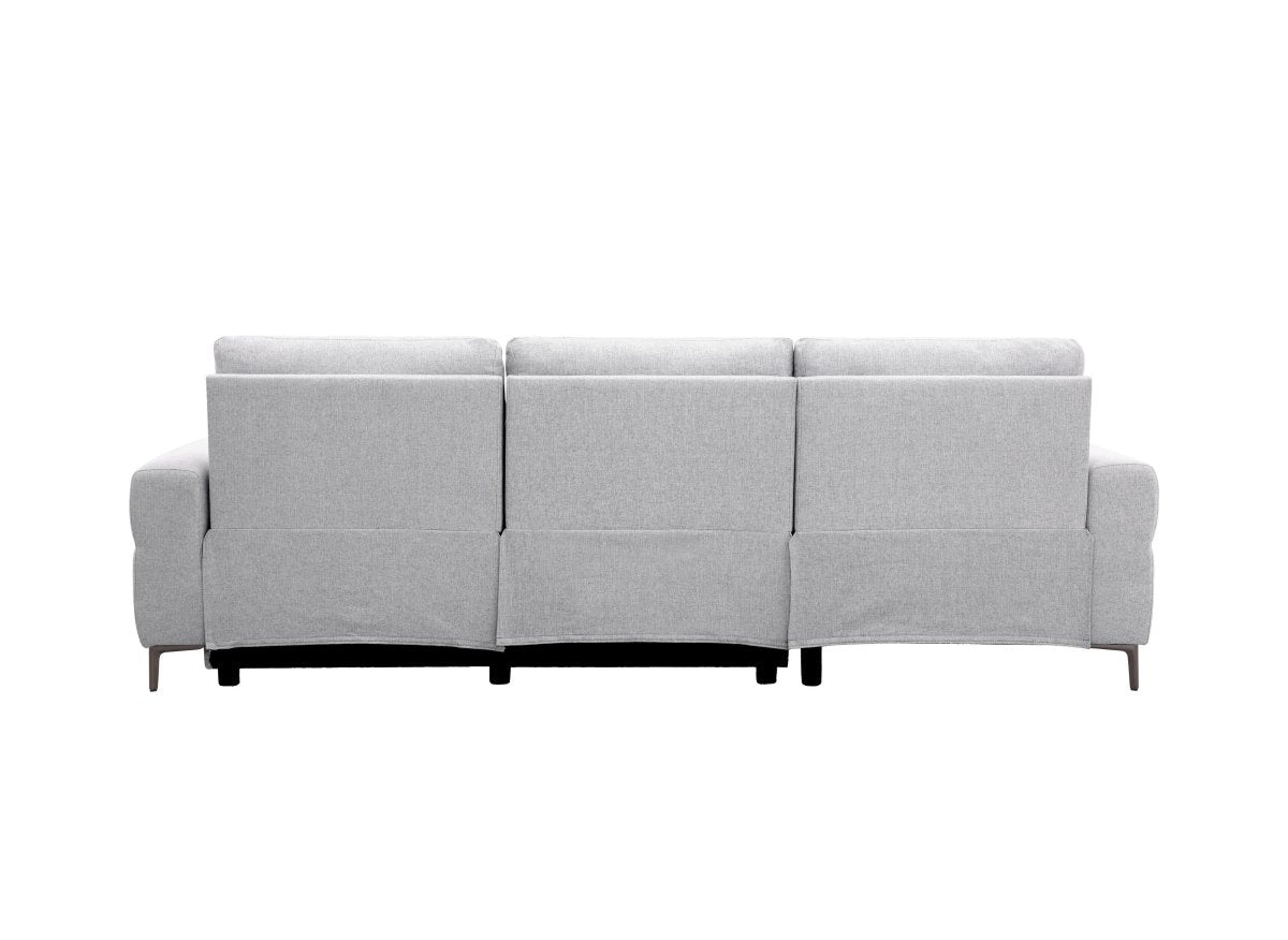 Canapé d'angle relax électrique en tissu gris clair RAFAELA - Angle gauche - DécoInParis