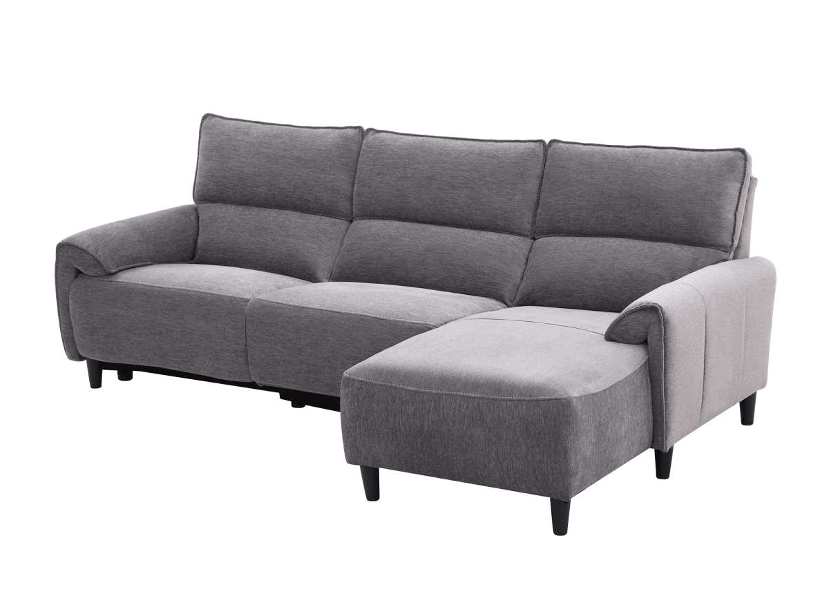 Canapé d’angle relax électrique en tissu gris foncé LUDMILA - Angle droit - DécoInParis