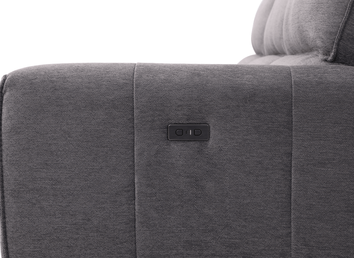 Canapé d’angle relax électrique en tissu gris foncé LUDMILA - Angle gauche - DécoInParis