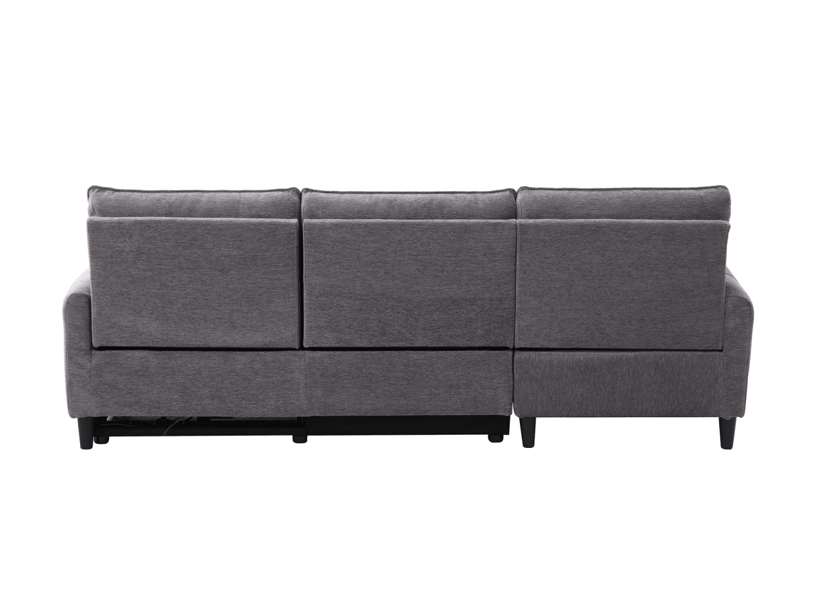 Canapé d’angle relax électrique en tissu gris foncé LUDMILA - Angle gauche - DécoInParis