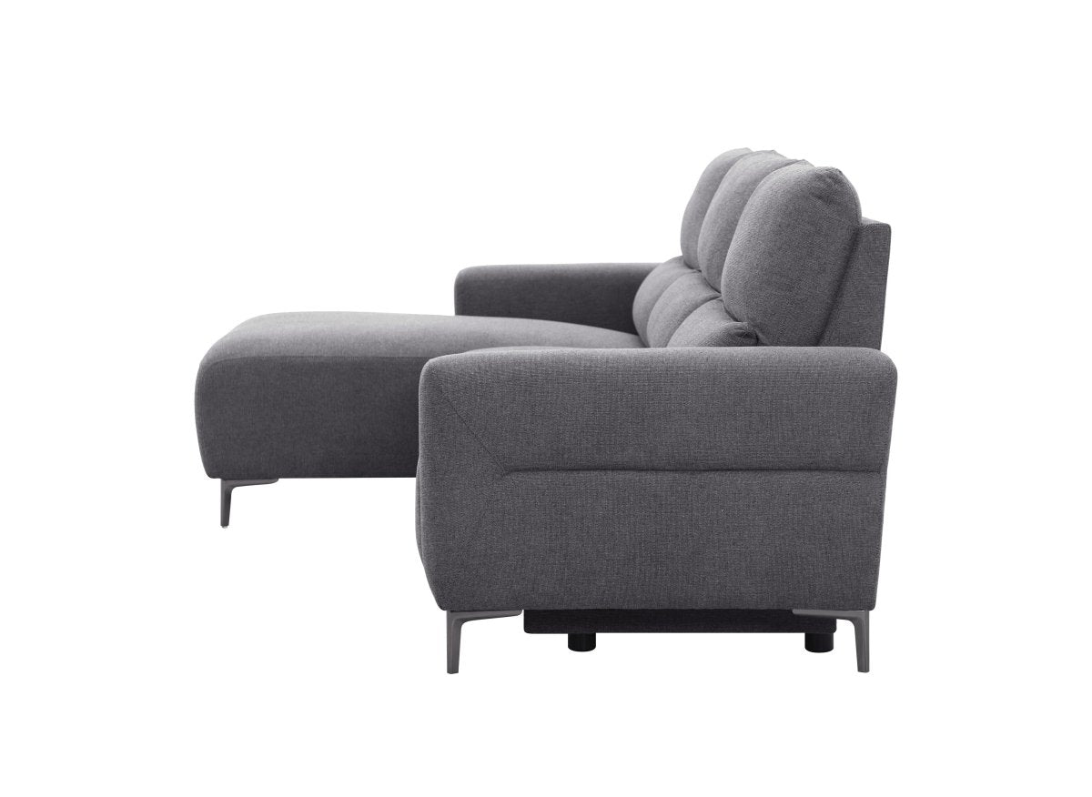 Canapé d'angle relax électrique en tissu gris foncé RAFAELA - Angle gauche - DécoInParis