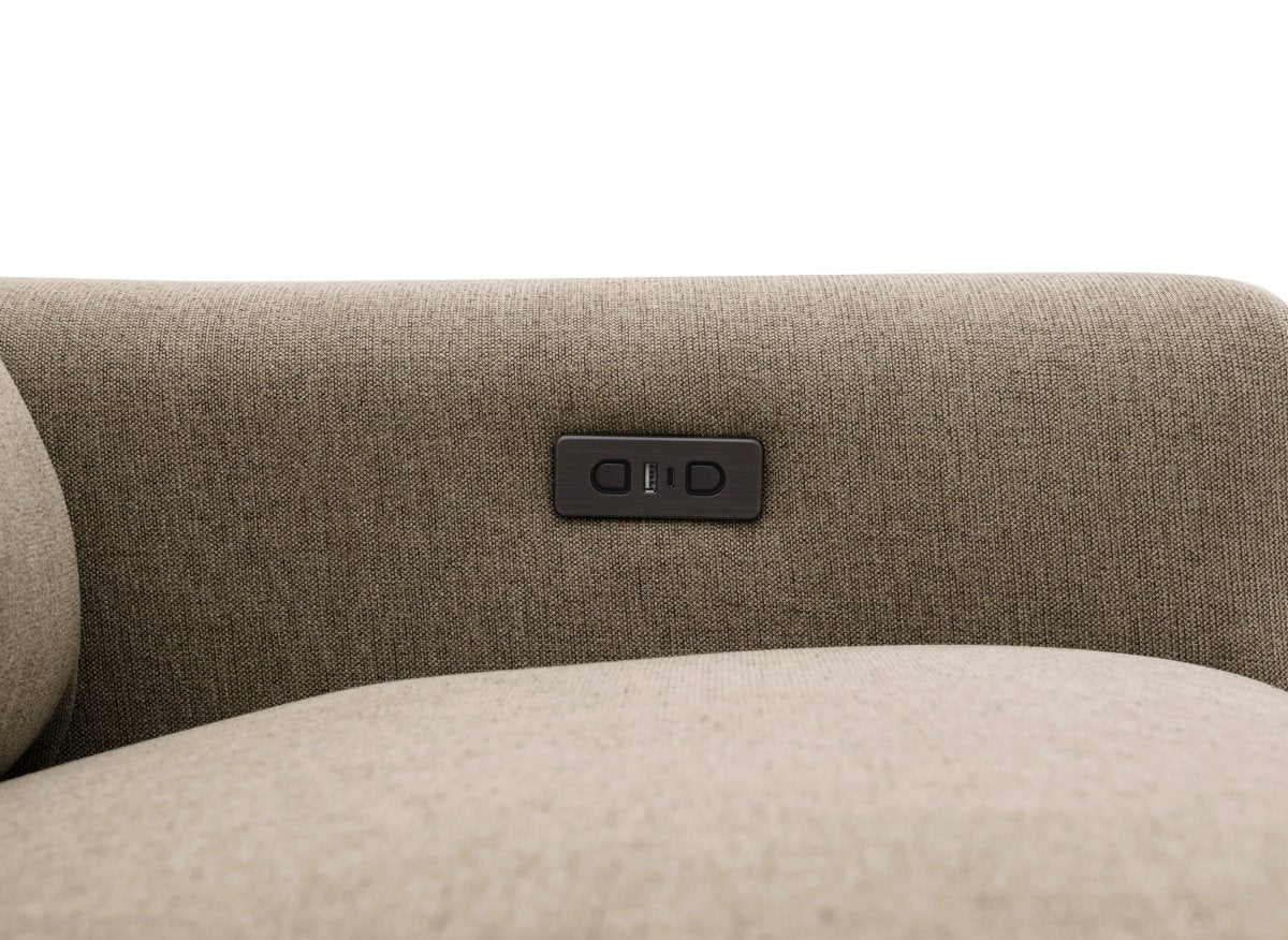 Canapé d'angle relax électrique en tissu taupe RAFAELA - Angle droit - DécoInParis