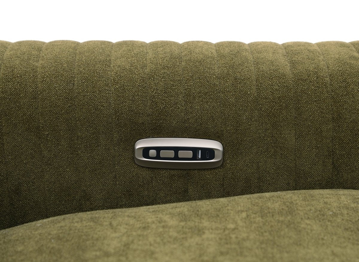 Canapé d'angle relax électrique en tissu vert olive ORELIA - Angle gauche - DécoInParis