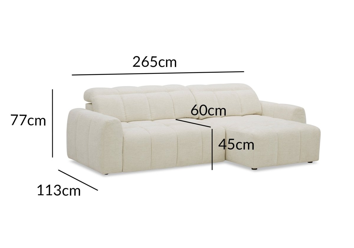 Canapé d'angle relax électrique en velours chiné beige DANIA - Angle droit - DécoInParis
