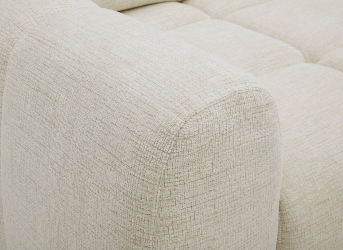 Canapé d'angle relax électrique en velours chiné beige DANIA - Angle droit - DécoInParis