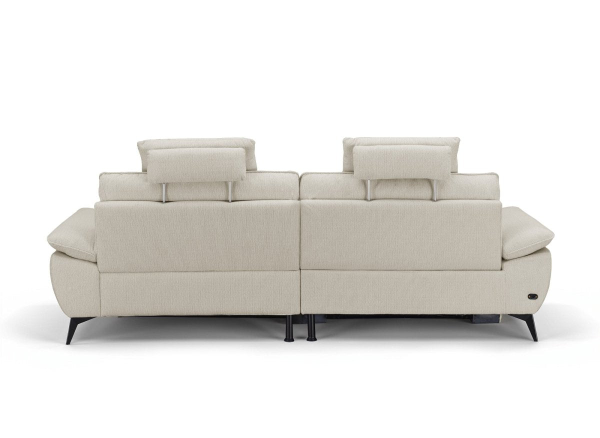 Canapé d’angle relax électrique en velours chiné beige LYANA - Angle droit - DécoInParis