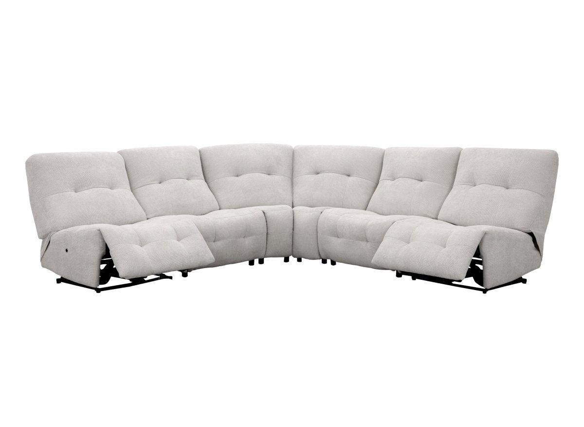 Canapé d'angle relax électrique en velours chiné beige PALMIRE - DécoInParis