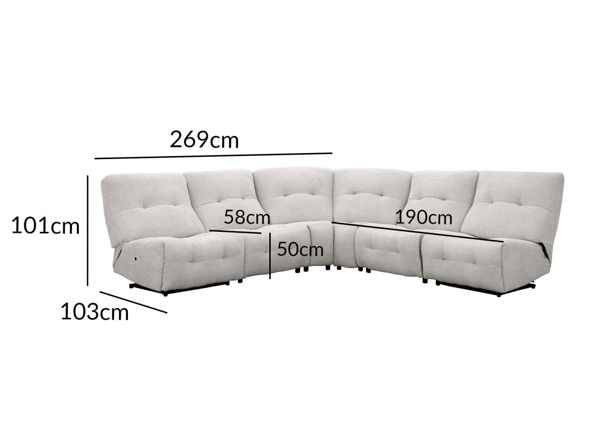 Canapé d'angle relax électrique en velours chiné beige PALMIRE - DécoInParis