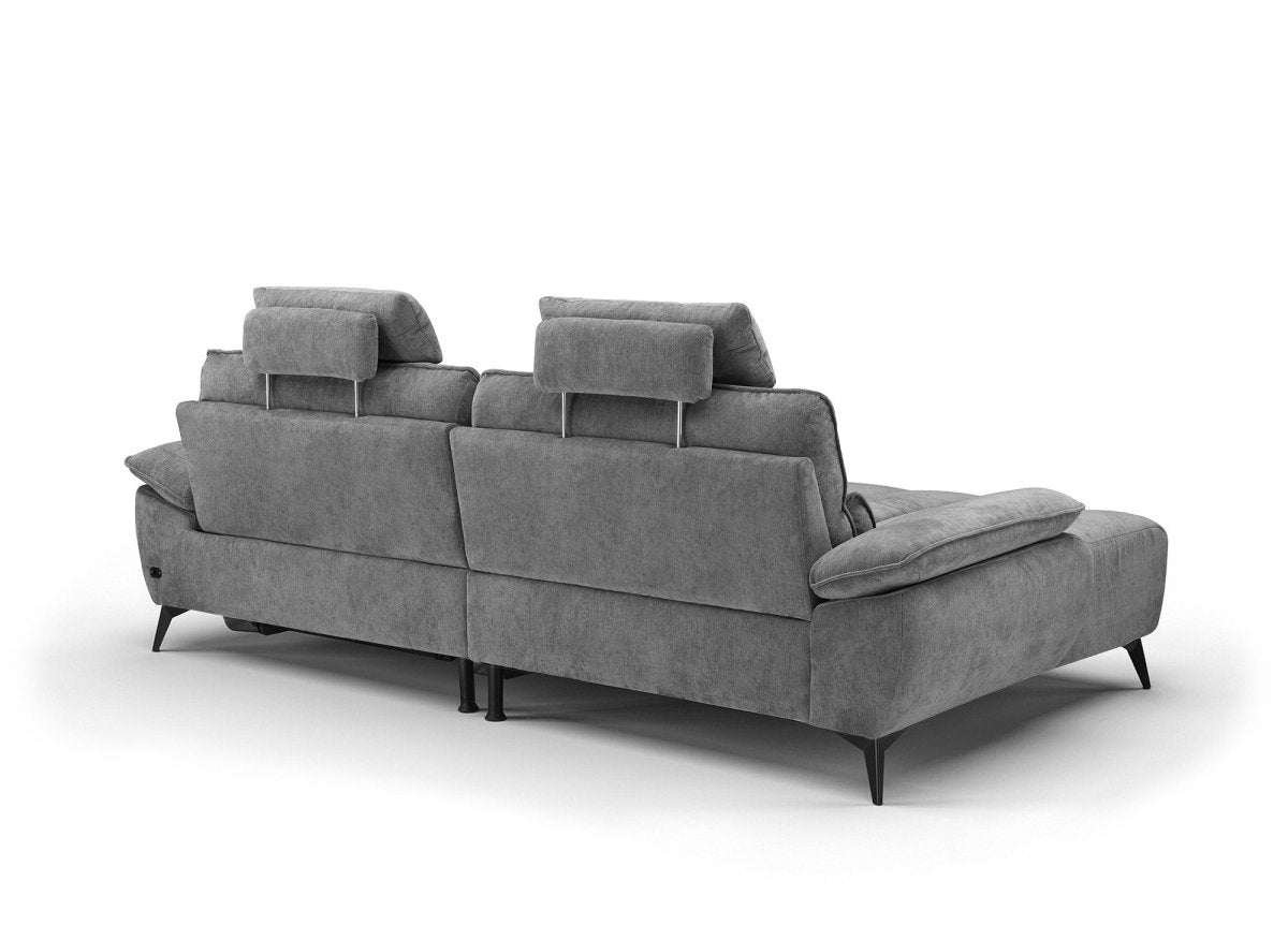 Canapé d’angle relax électrique en velours chiné gris LYANA - Angle gauche - DécoInParis