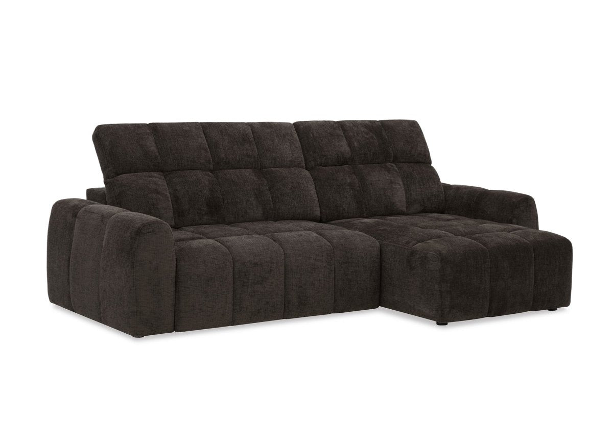 Canapé d'angle relax électrique en velours chiné marron DANIA - Angle droit - DécoInParis