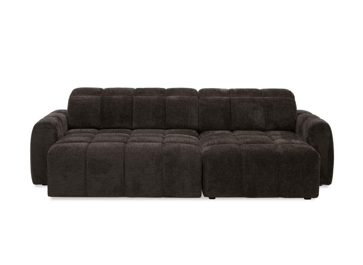 Canapé d'angle relax électrique en velours chiné marron DANIA - Angle droit - DécoInParis