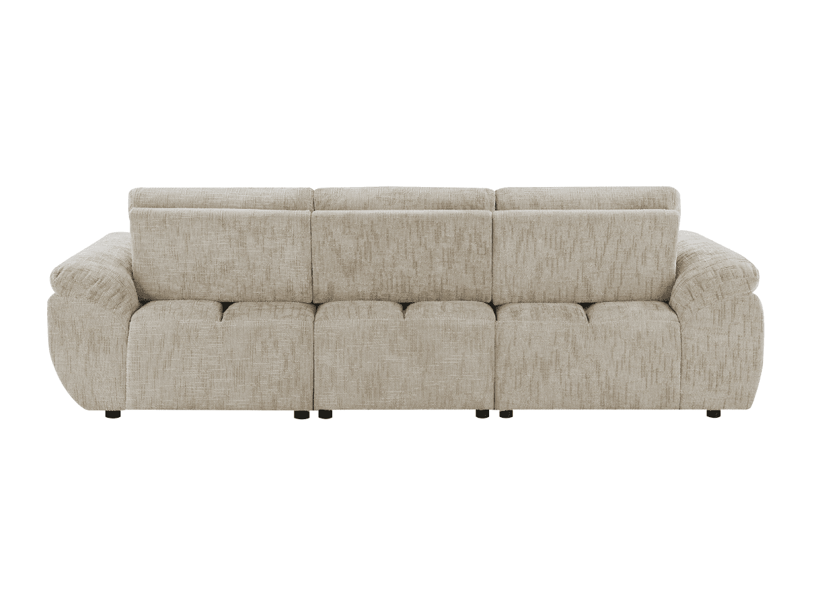 Canapé d’angle relax électrique en velours chiné taupe ALPES - Angle gauche - DécoInParis