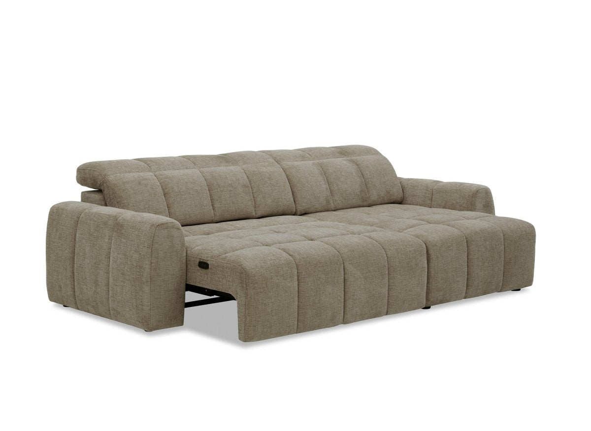 Canapé d'angle relax électrique en velours chiné taupe DANIA - Angle droit - DécoInParis