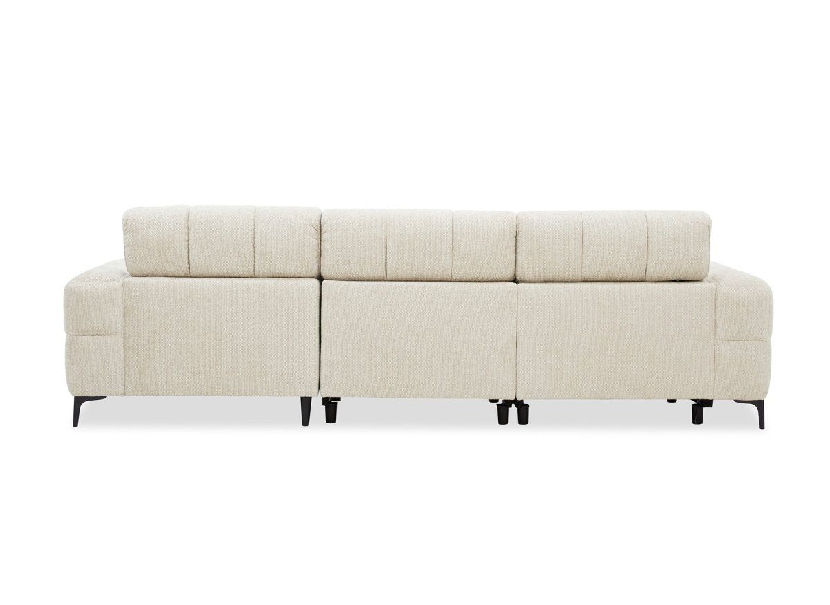 Canapé d'angle relax électrique en velours texturé beige EDELMIRA - Angle droit - DécoInParis