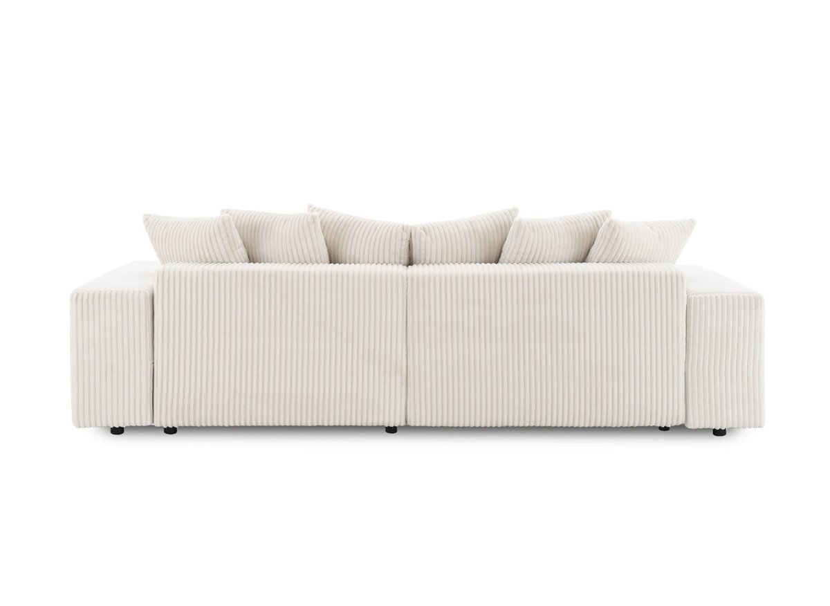 Canapé d'angle réversible convertible avec coffre en velours côtelé épais beige NOELIA - DécoInParis