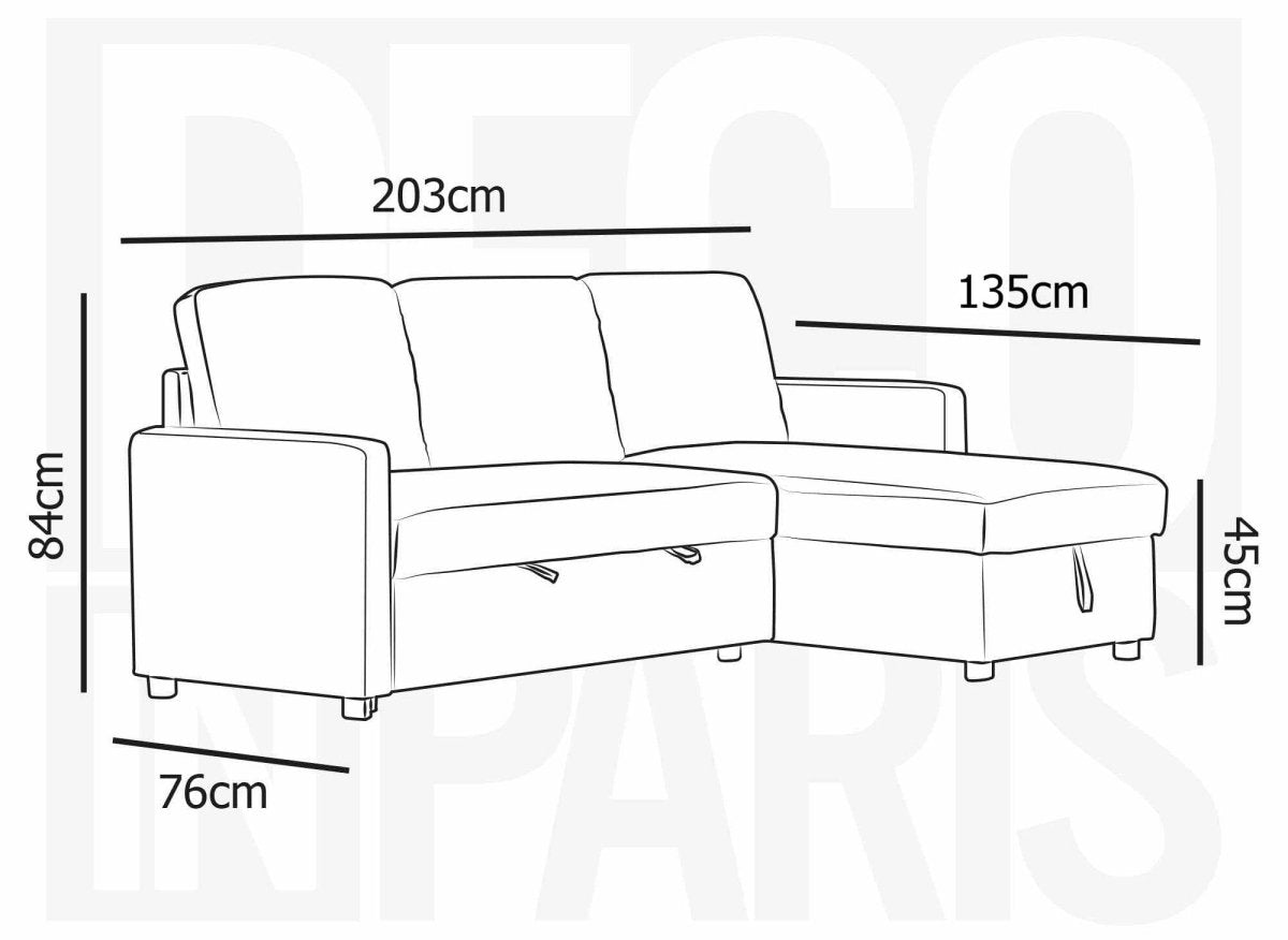Canapé d'angle réversible convertible coffre de rangement en tissu gris ADAM - DécoInParis
