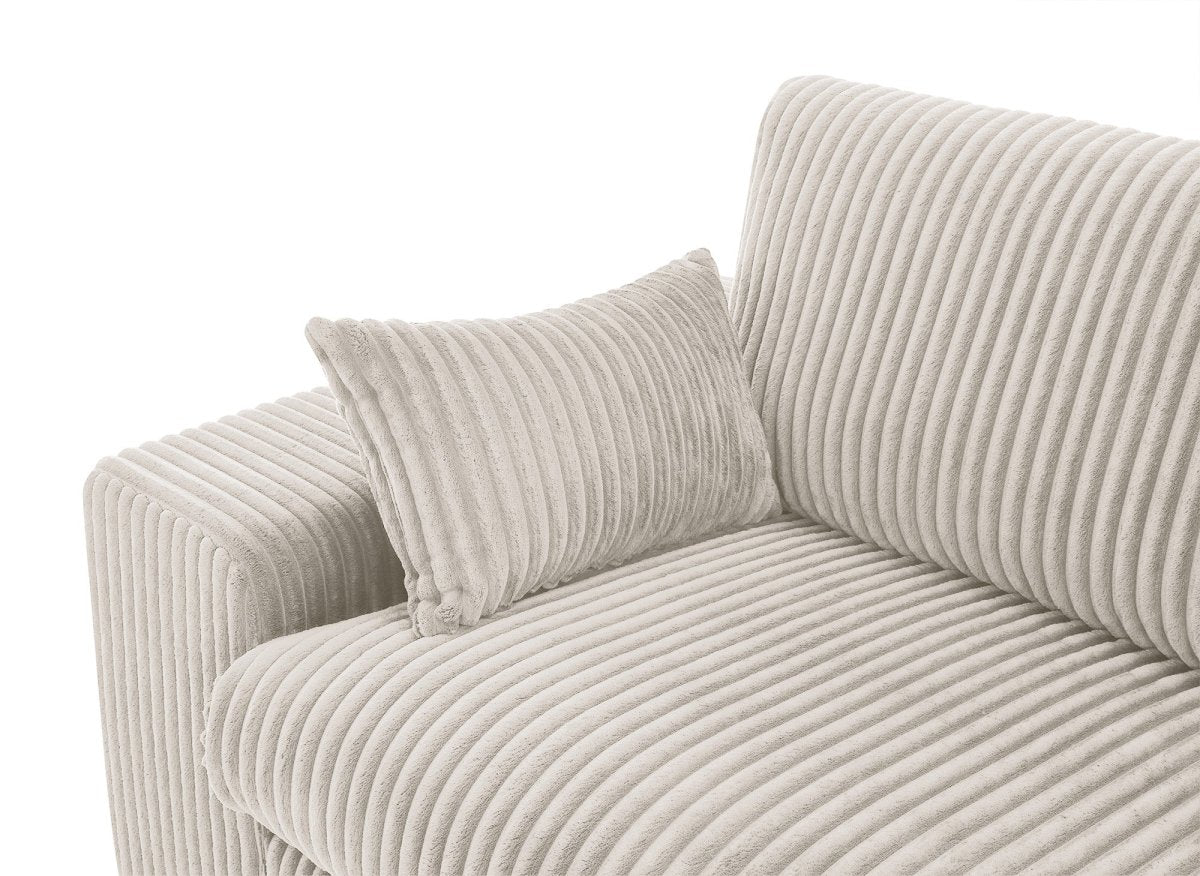 Canapé d'angle réversible en gros côtelé doux beige SIRINA - DécoInParis