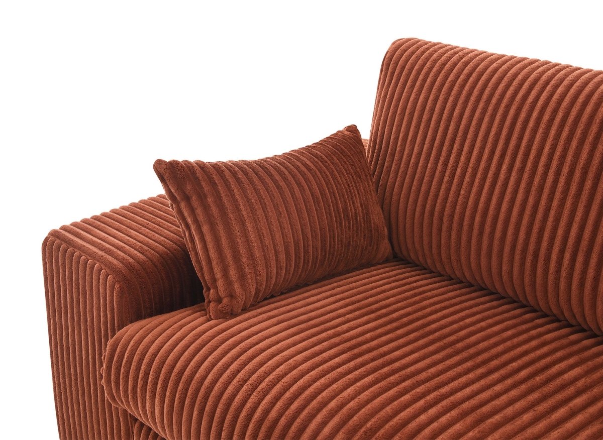 Canapé d'angle réversible en gros côtelé doux terracotta SIRINA - DécoInParis