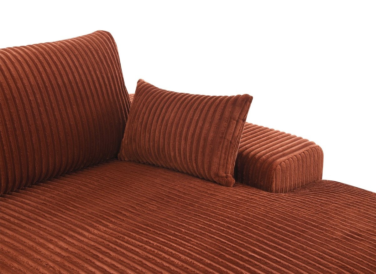 Canapé d'angle réversible en gros côtelé doux terracotta SIRINA - DécoInParis