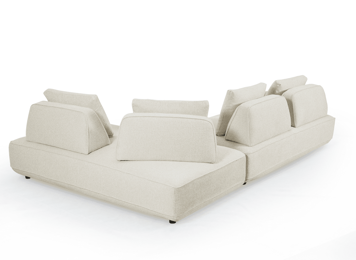 Canapé d'angle réversible en tissu bouclette beige ISAORA - DécoInParis