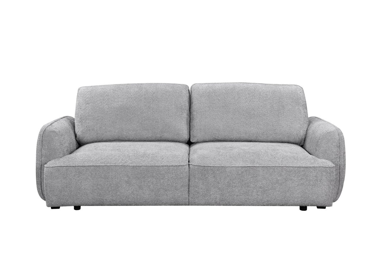 Canapé droit 3 places convertible avec coffre en tissu bouclette gris LAUDINE - DécoInParis