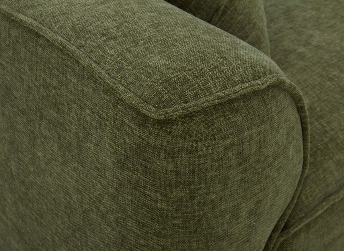 Canapé droit 3 places en velours chiné vert olive ABELIA - DécoInParis