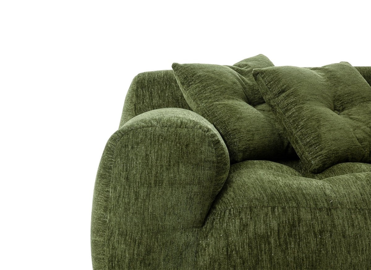 Canapé droit 3 places en velours texturé vert olive TANINA - DécoInParis