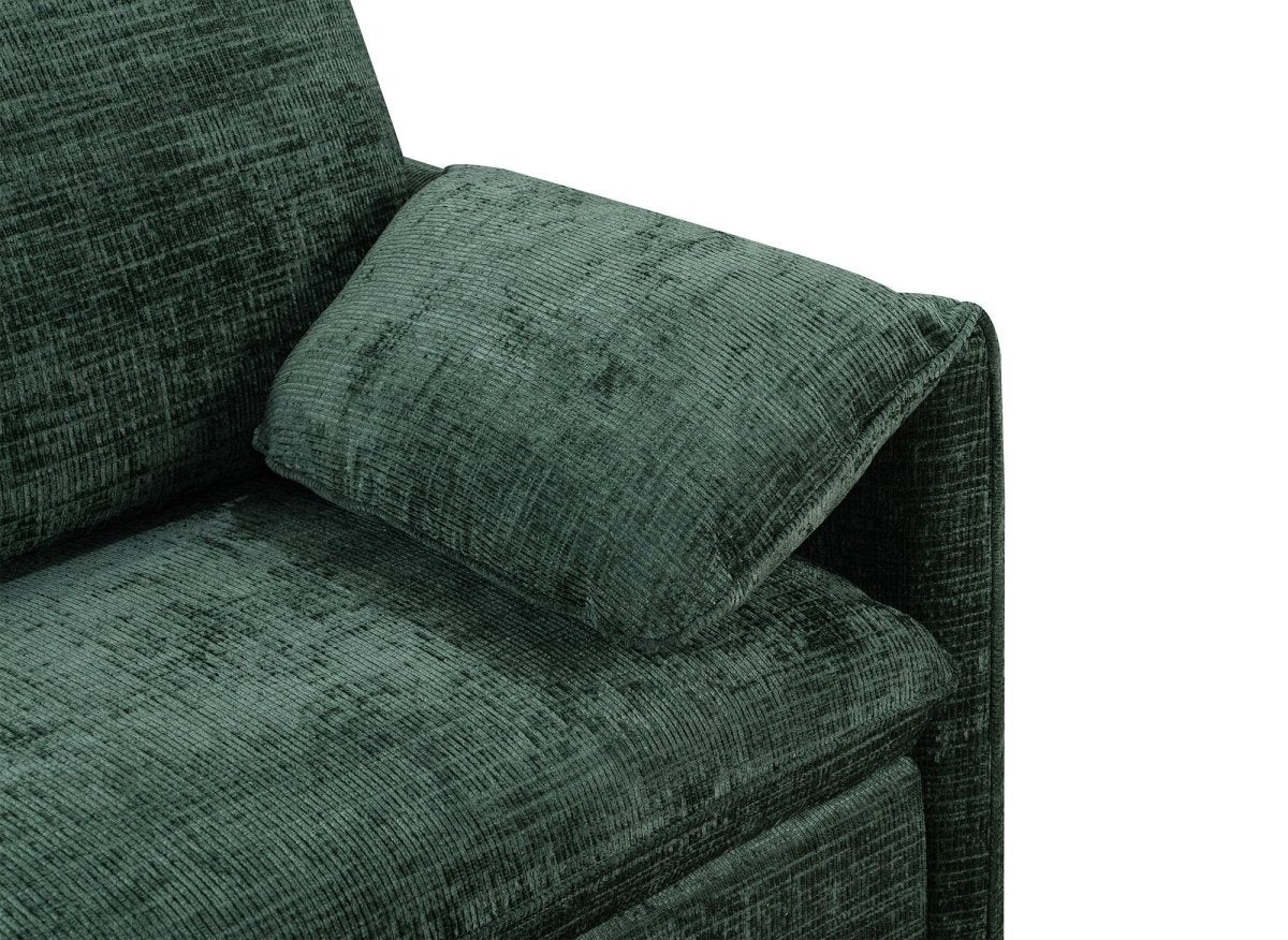 Canapé droit convertible 3 places en velours chiné vert LAMAR - DécoInParis