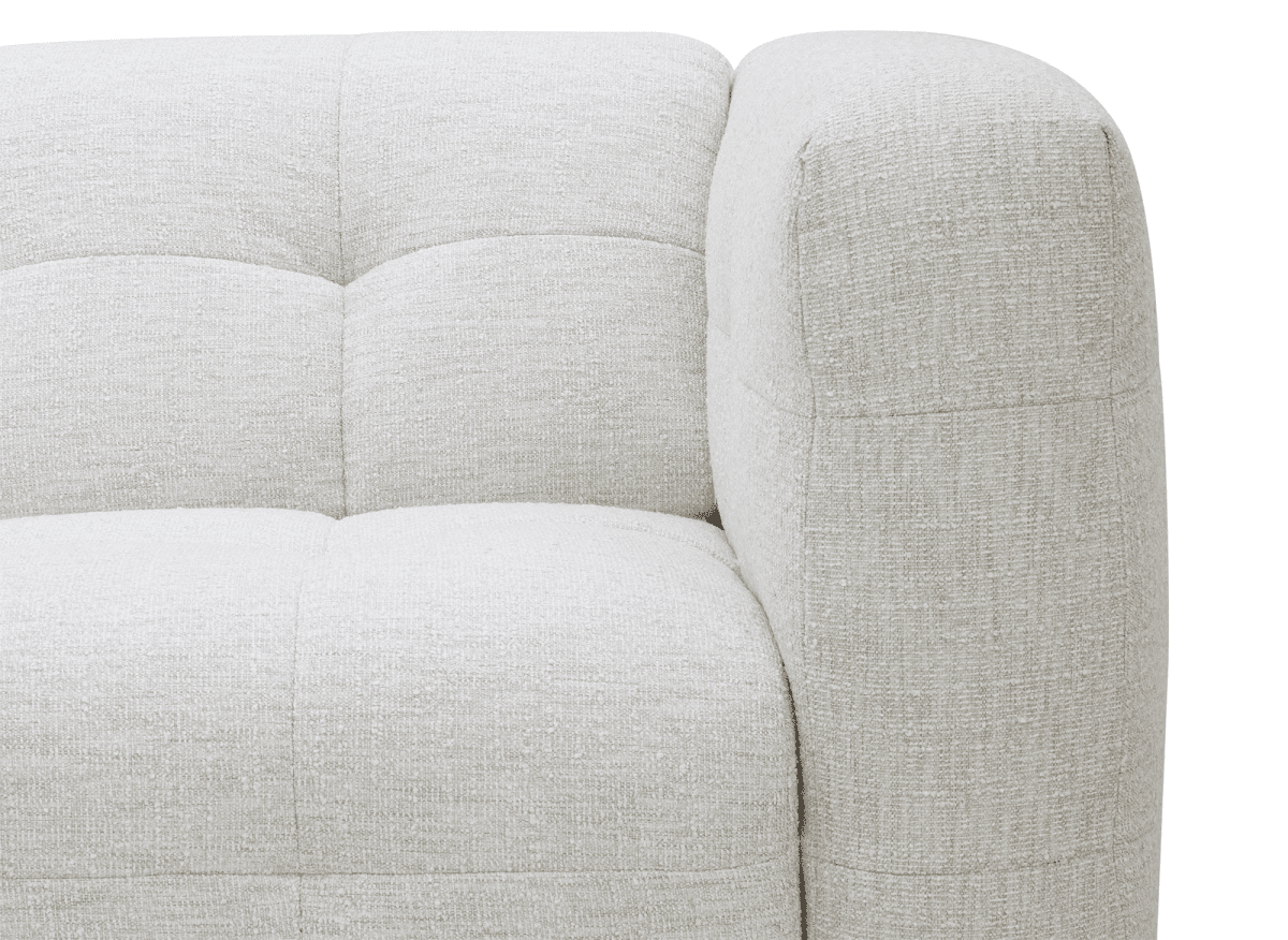 Canapé droit fixe 5 places en velours texturé beige ARELIA - DécoInParis