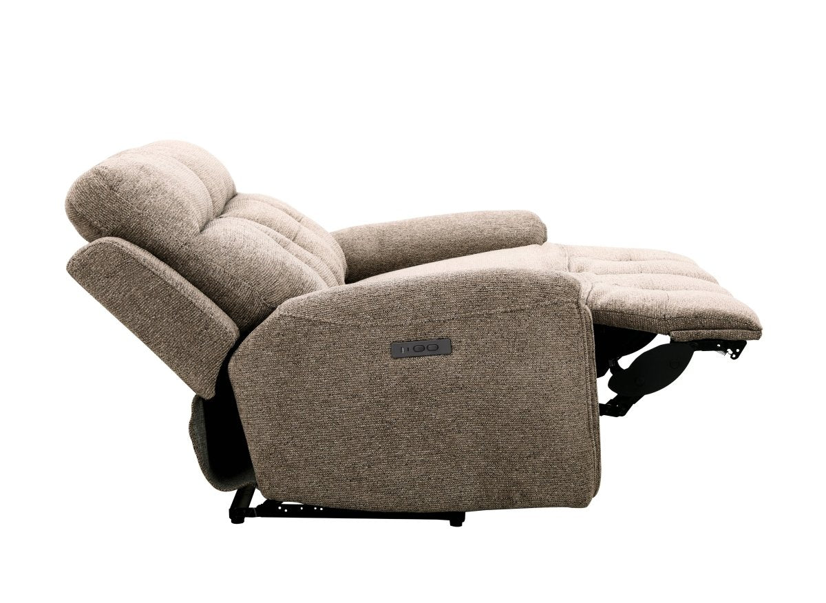 Canapé droit relax électrique 3 places en velours texturé marron PATRICIA - DécoInParis