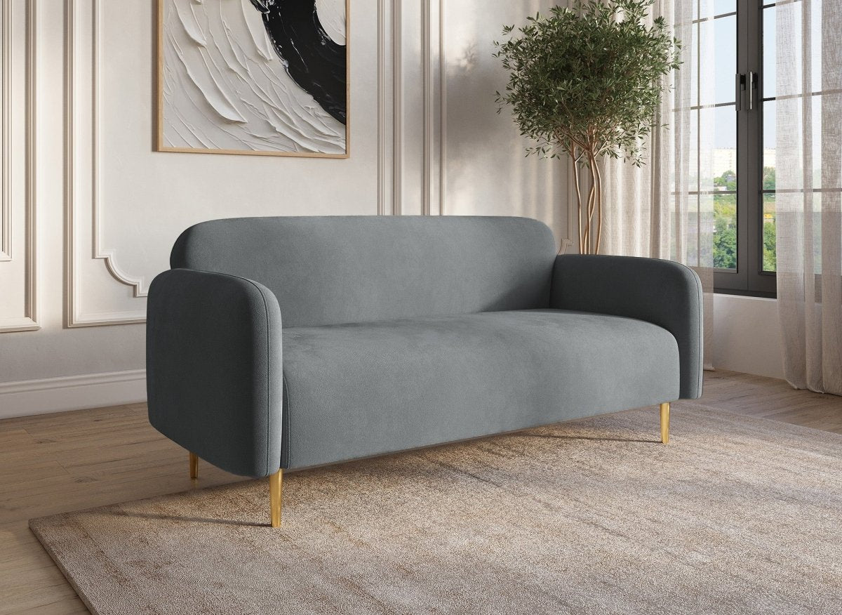 Canapé fixe 2 places en velours gris MARILYNE - DécoInParis